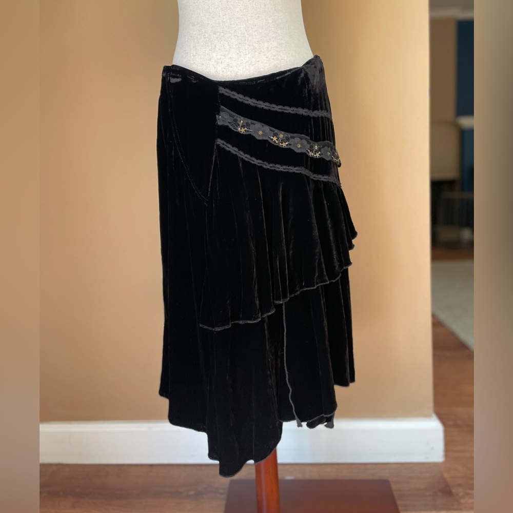 VTG Asymmetric Velvet Skirt Size 12‎ Dark Fairy Whimsigoth Celestial Witchy #